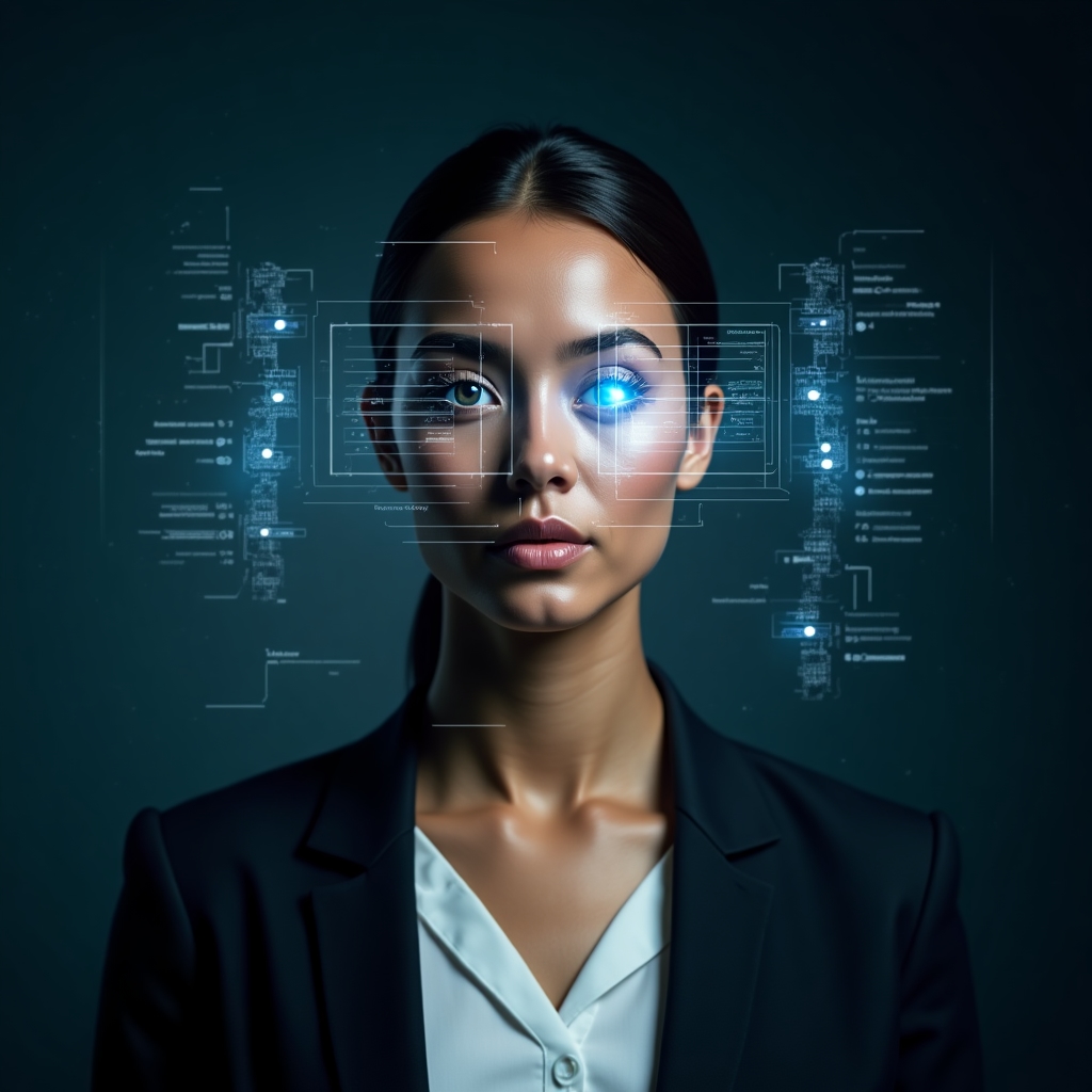 Biometric verification showing facial recognition technology in action
